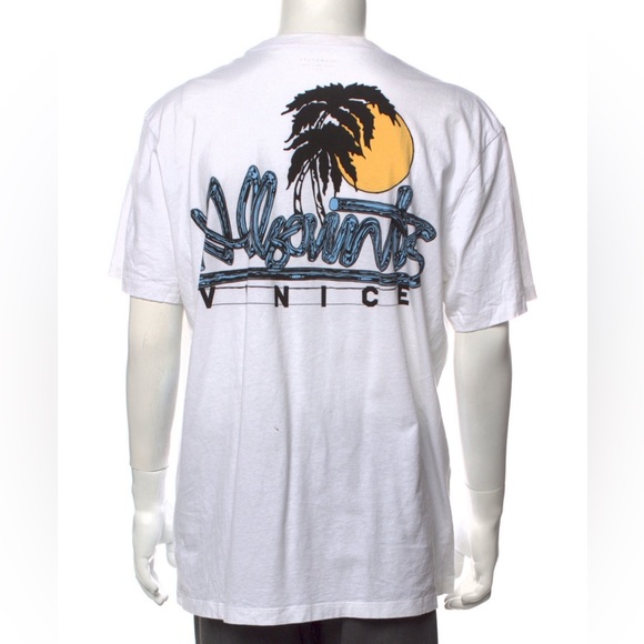 EXCLUSIVE AllSaints Venice crew T-Shirt XS with tags White Graphic - Picture 1 of 6